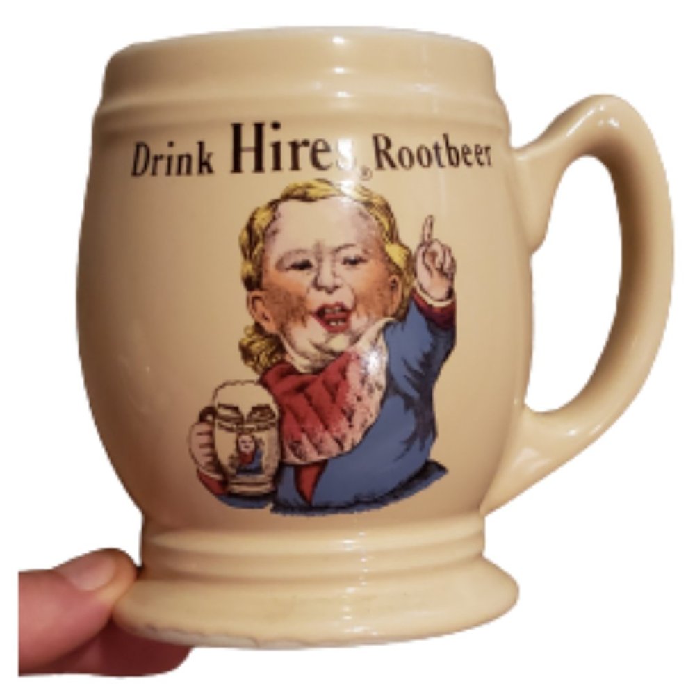Hires Rootbeer Retro Drink Mug Crush USA Advertising Coffee Mug Cream Pre-owned
